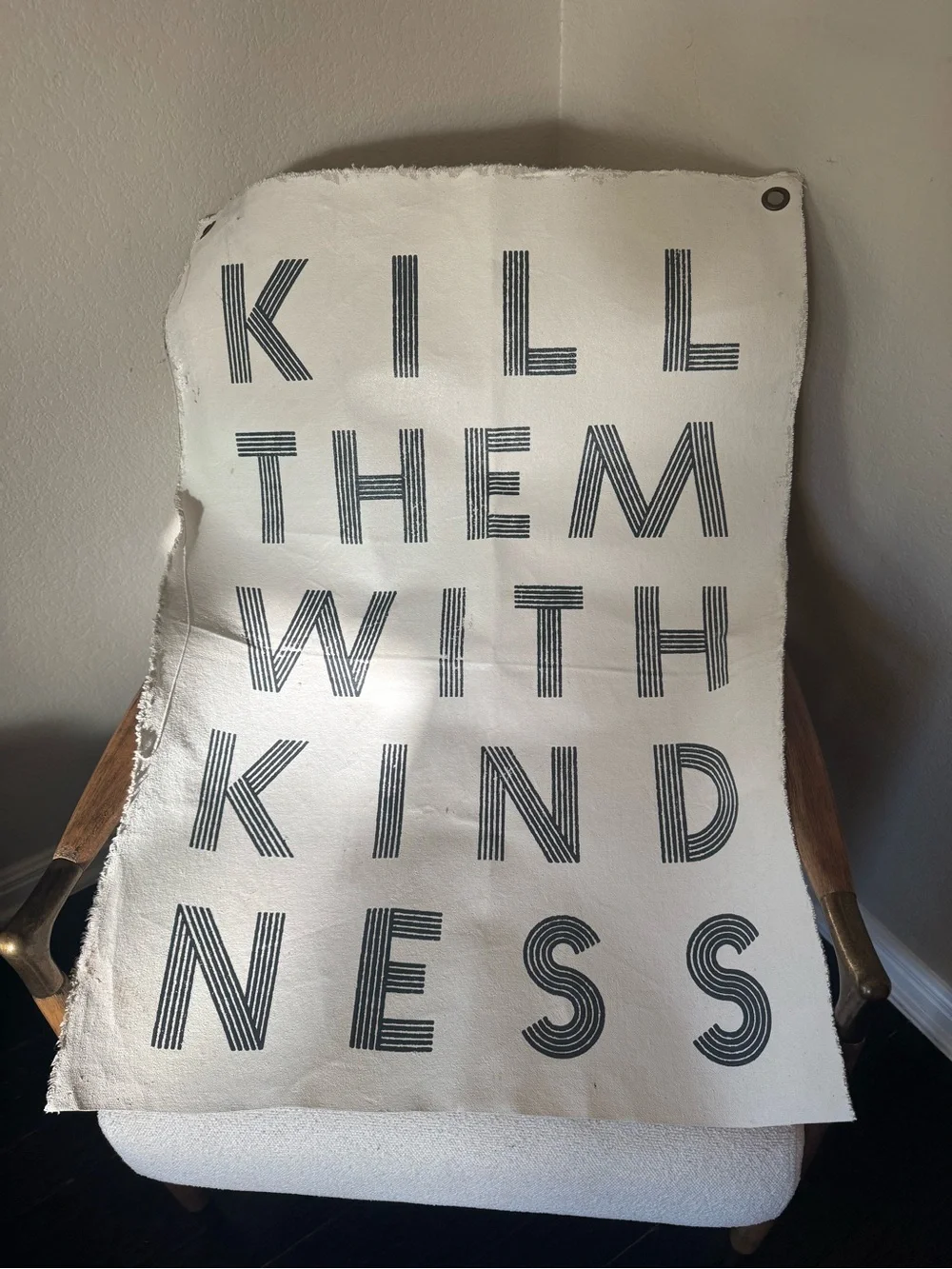 Neutral and Black 'Kill Them With Kindness' Wall Tapestry